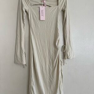 Oh Polly Cream Long Sleeve Dress